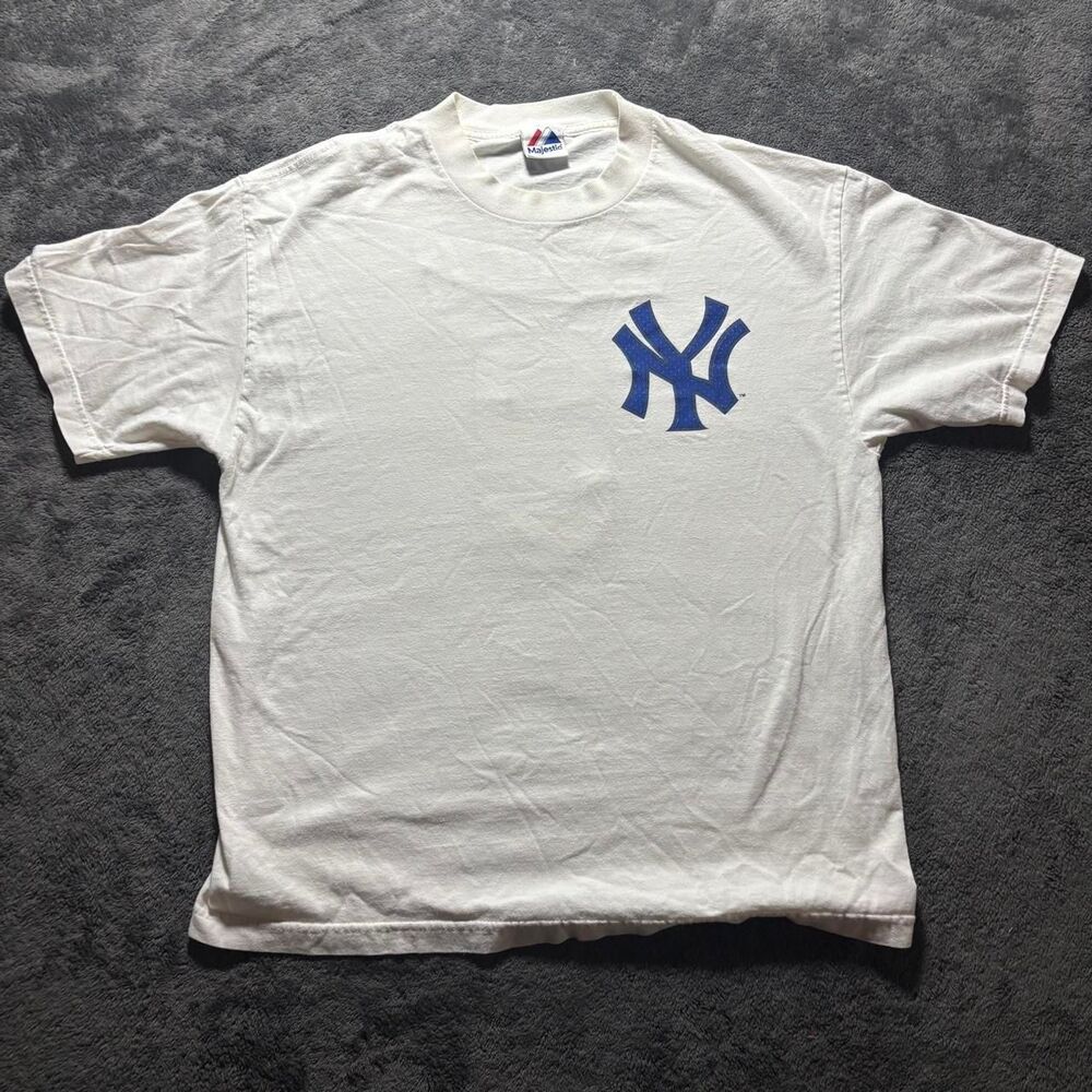 Vintage New York Yankees Derek Jeter Majestic T Shirt Mens Large White MLB